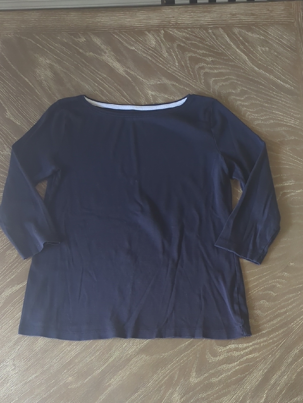 Talbots Tee Navy Boatneck Long Sleeve Top